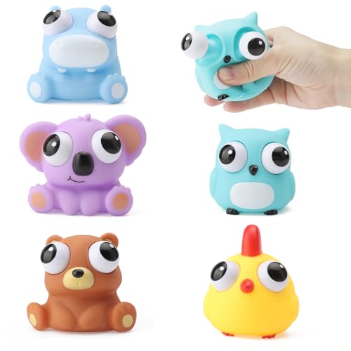 HENGBIRD 5 Stück Tiere Stress Spielzeug Lustig Augen Out Squeeze Spielzeug quetsch Anti Stress Spielzeug Kinder stressball Anti Stress Tier Erwachsene Squishy Toy, Kindergeburtstag gastgeschenke von HENGBIRD