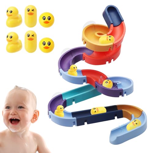 HENGBIRD Badewannenspielzeug Baby, DIY Badespielzeug, Kugelbahn, Badewannen Spielzeug mit Saugnäpfe, Wasserspielzeug Kinder Badewanne, Badespaß Geschenk Mädchen Junge ab 4 5 6 7jahre (34 Stück) von HENGBIRD