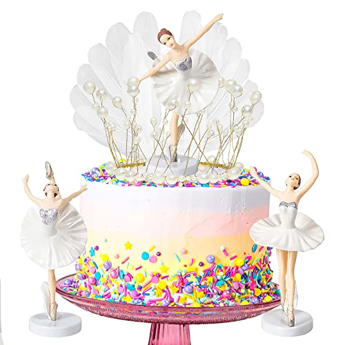 HENGBIRD Ballerina Tortendeko Dekoration, 5 Stück Geburtstag Kuchen Regenbogen Happy Birthday Girlande Figuren Ballerina Tortendeko DIY Torten Topper Geburtstag Party Kuchen Deko von HENGBIRD