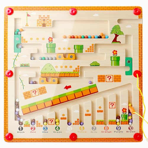 HENGBIRD Magnet Spielzeug Kinder, Magnetspiel Montessori Spielzeug Ab 4 5 6 Jahre Lernspielzeug Holzspielzeug Spielzeug Junge Sortierspiel Magnet Spiel Labyrinth Spiel von HENGBIRD