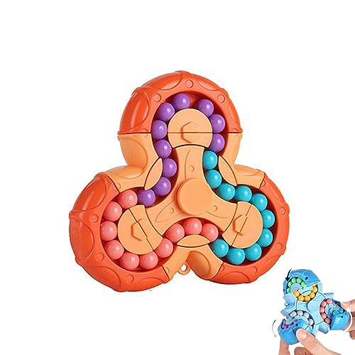 Rotierender Magic Bean Würfel Spielzeug, Magic Bean Rotierender Würfel, IQ Game Cube Toy Fingerwürfel Intelligenz Spiele, Spielzeug Dekompression Puzzle Toys für Kinder Teens Erwachsene (Orange) von HENGBIRD