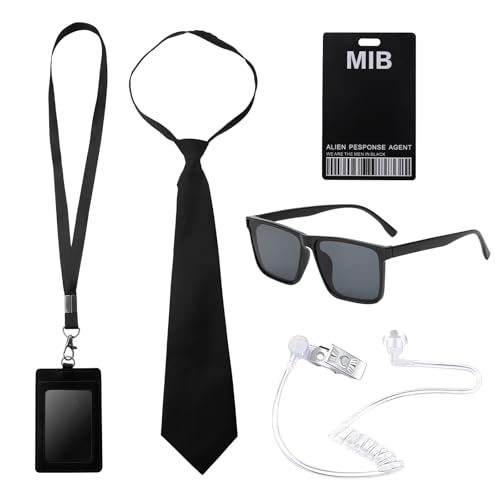 ZMDMAH 6 Stück Spion Agenten KostüM Men In Black KostüM Security KostüM KostüM Set Schwarz KostüM Accessoires mit Sonnenbrille Krawatte Ausweis und Kartenhalter Geeignet für MäNner Frauen und Kinder ZMDMAH 6 Stück Spion Agenten KostüM Men In Black KostüM Security KostüM KostüM Set Schwarz KostüM Accessoires mit Sonnenbrille Krawatte Ausweis und Kartenhalter Geeignet für MäNner Frauen und Kinder von HENGBIRD