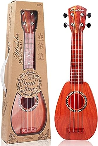 Kindergitarre, 17 Zoll Acoustic Gitarre Kinder, Ukulele mit 4 Saiteninstrumenten und Plektrenfür Anfänger Geeignet und Kinder, Neujahrsgeschenke(Dunkelbraun) von HENGI