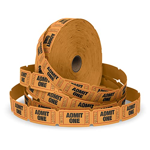 HENRY DOTS Raffle Tickets – Admit One Single Roll – Rolle mit 2000 Tafeltickets (orange) von HENRY DOTS