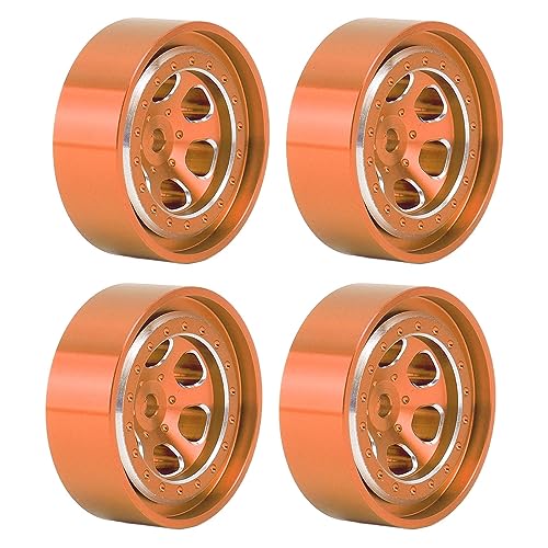 HERCHR 1/18 Radnabe, 4 Stück 1,3 Zoll RC-Räder aus Aluminiumlegierung Felge 6 Löcher Radnaben RC Drift Car Zubehör Für TRX4M 1/18 RC Crawler Car(Orange) von HERCHR