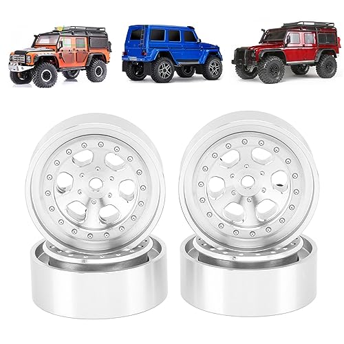 HERCHR 1/18 Radnabe, 4 Stück 1,3 Zoll RC-Räder aus Aluminiumlegierung Felge 6 Löcher Radnaben RC Drift Car Zubehör Für TRX4M 1/18 RC Crawler Car(Silber) von HERCHR