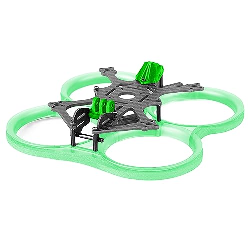 HERCHR FPV-Drohnenrahmen-Kit, 2,5-Zoll-Quadrocopter-Umgekehrter-Rack-Rahmen, 112 Mm/4,4-Zoll-Radstand, Renndrohnen-Zubehör Mit Kollisionsschutzring(Grün) von HERCHR