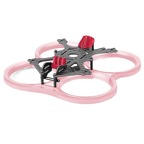 HERCHR FPV-Drohnenrahmen-Kit, 2,5-Zoll-Quadrocopter-Umgekehrter-Rack-Rahmen, 112 Mm/4,4-Zoll-Radstand, Renndrohnen-Zubehör Mit Kollisionsschutzring(Rosa) von HERCHR