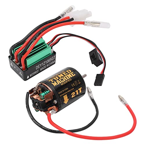 HERCHR Gebürsteter Motor ESC Combo, 540 21T 65a Gebürsteter Motor Wasserdicht Grün Gebürsteter ESC Eisen Kupfer Kunststoff Gebürsteter Motor ESC Combo Für RC Car von HERCHR