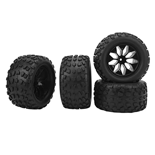 HERCHR RC Car Beadlock Wheels Felge, 4 Stück RC Reifen Und Räder RC Car Reifen Ersatz Vorgeklebte Gummireifen Zubehör Für 1/10 RC Truck von HERCHR