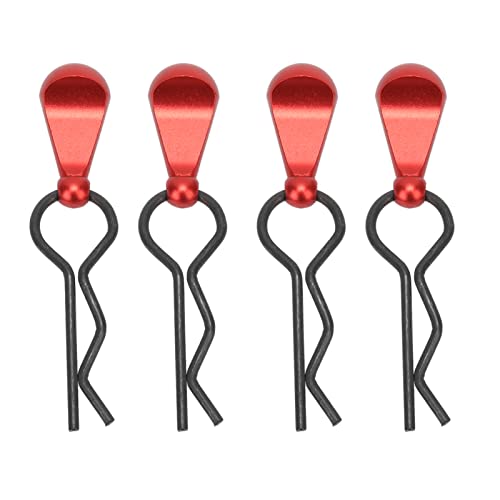 HERCHR RC-Karosserie-Clip, 4 Stück Universal-RC-Karosserie-Clip-Stift Edelstahl Gebogene R-Stifte Post-Mount-RC-Karosserie-Clip-Ersatz Für 1/8 1/10 RC-LKW-Autos(Rot) von HERCHR