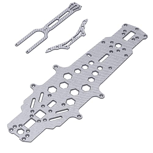 RC-Chassis, RC-Boden-Chassis-Platte, RC-Carbonfaser-Chassis, 2-lagiges Sinkendes, Hochflexibles CNC-Bearbeitungshohlrohr Für YD2-Z 1/10 Ferngesteuertes Driftauto(Silber) von HERCHR