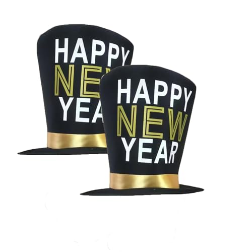 2 Pcs Black Gold Happy New Year Top Hat for Men and Women New Year's Eve Party Supplies 2026 2 Pcs Black Gold Happy New Year Top Hat for Men and Women New Year's Eve Party Supplies 2026 von HEREER