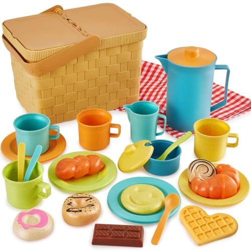 HERSITY Picknickkorb Kinder Teeservice Spielküche, Picknick Kinder Set mit Decke, Tee Set mit Dessert Spielzeug Outdoor, Geschenk für Jungen Mädchen 3 4 5 Jahre HERSITY Picknickkorb Kinder Teeservice Spielküche, Picknick Kinder Set mit Decke, Tee Set mit Dessert Spielzeug Outdoor, Geschenk für Jungen Mädchen 3 4 5 Jahre von HERSITY