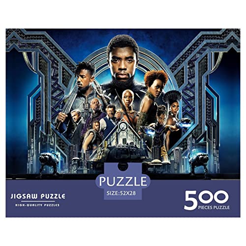 Black Panther 500 Teile Puzzles,holzpuzzle Puzzles Spiel,Entspannung Puzzle Spiele,mentale Übung Puzzle,Superheld Für Jugendliche Und Erwachsene Geschenke 500pcs (52x38cm) von HESHS