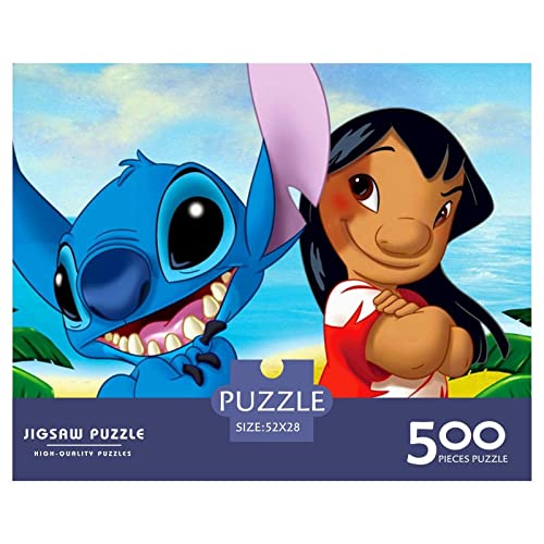Cartoon Stitch Puzzle 500 Teile,Puzzles Für Erwachsene,Unmögliches Puzzles Spielzeug, Bunte Fliesen Spiel,Lilo & Stitch 500 Puzzle Dekoration Jugendliche Geschenke Puzzle 500pcs (52x38cm) von HESHS