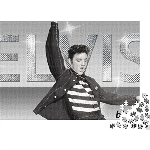 Elvis Presley 1000 Teile Puzzles for Erwachsene The King Premium Wooden Gifts Large Puzzles Educational Game Toy Gift for Wall Decoration Birthday Present 1000pcs (75x50cm) von HESHS