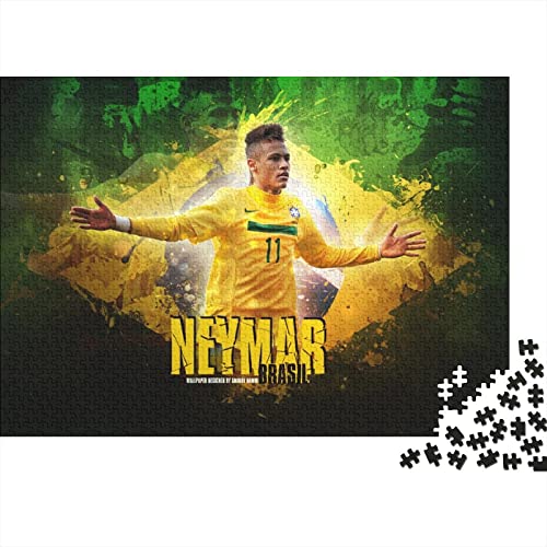 Neymar 300 Teile Puzzles Shaped Premium Wooden Puzzle Paris St German PSG,Birthday Present,Wall Art for Adults Difficult and Challenge Gifts 300pcs (40x28cm) von HESHS