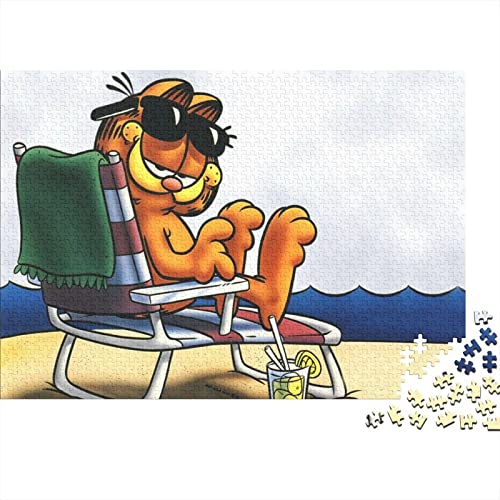 Puzzle 1000 Teile Garfield,Cartoon Puzzles Für Erwachsene Jugendliche,unmögliches Puzzle Spielzeug,buntes Fliesenspiel,Geschicklichkeitsspiel Für Die Ganze Familie Geschenke 1000pcs (75x50cm) von HESHS