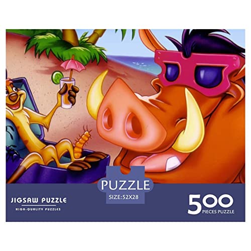 Puzzle 500 Teile Der König der Löwen,Cartoon Puzzles Für Erwachsene Jugendliche,unmögliches Puzzle Spielzeug,buntes Fliesenspiel,Geschicklichkeitsspiel Für Die Ganze Familie Geschenke 500pcs (52x38cm) von HESHS