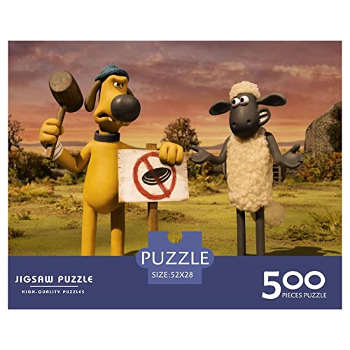 Puzzle Shaun das Schaf Spielzeug 500 Teile Puzzles Für Erwachsene Und Jugendliche Geburtstag Geschenk Cartoon Premium Holz Puzzle Schwierig Und Herausforderung 500pcs (52x38cm) von HESHS