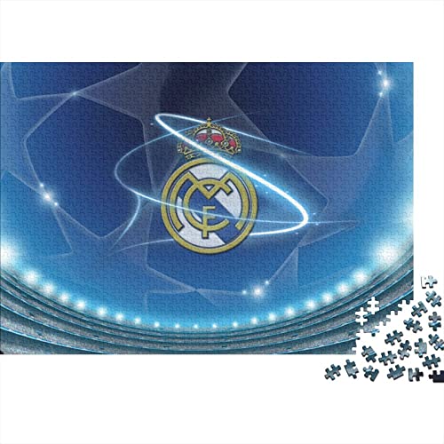 Real Madrid Logo 1000 Teile Puzzle Für Erwachsene Fußball Premium Holzpuzzle Große Puzzles Jugendliche Pädagogisches Spiel Spielzeug Geschenk Für Geburtstagsgeschenk 1000pcs (75x50cm) von HESHS