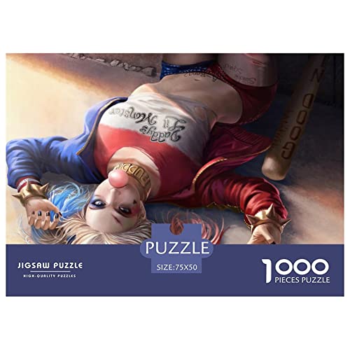 Suicide Squad Premium Holz Puzzles 1000 Teile Harley Quinn,Geburtstagsgeschenk,Geschenke Für Frauen,Wandkunst Für Erwachsene Und Jugendliche Schwierige Und Herausforderung Geschenke 1000pcs (75x50cm) von HESHS