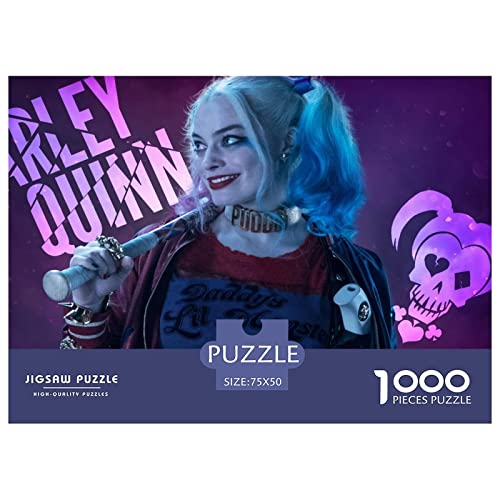 Suicide Squad Premium Holz Puzzles 1000 Teile Harley Quinn,Geburtstagsgeschenk,Geschenke Für Frauen,Wandkunst Für Erwachsene Und Jugendliche Schwierige Und Herausforderung Geschenke 1000pcs (75x50cm) von HESHS