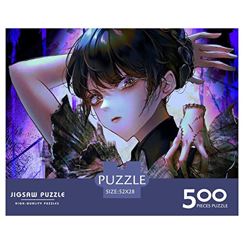 Wednesday Puzzle 500 Teile,Addams Family Puzzles Für Erwachsene,Impossible Puzzle,Geschicklichkeitsspiel Für Die Ganze Familie,Legespiel Home Dekoration Puzzles 500pcs (52x38cm) von HESHS