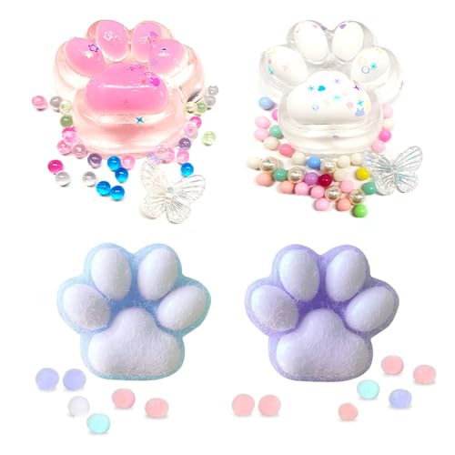 HESUSUSI Cat Paw Squishy Toy 4 Stück Soft Cat Paws Sensory Toys Katzenpfote Squishy Sensory Toys Süße Weiche Katzenpfoten QuetschSpielzeug Weiches Taba Squishy Fidget Toy für Kinder und Erwachsene von HESUSUSI