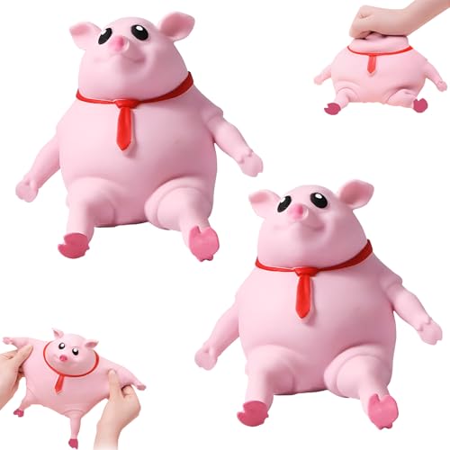 Stress Schwein Stress Spielzeug 2 Pcs Squishy Squeeze Toys Süßes Rosa Schweinchen Anti Stress Spielzeug Kreatives Dekompressions Piggy Squeeze Toy Sensorisches Fidget-Spielzeug für Kinder Erwachsene von HESUSUSI