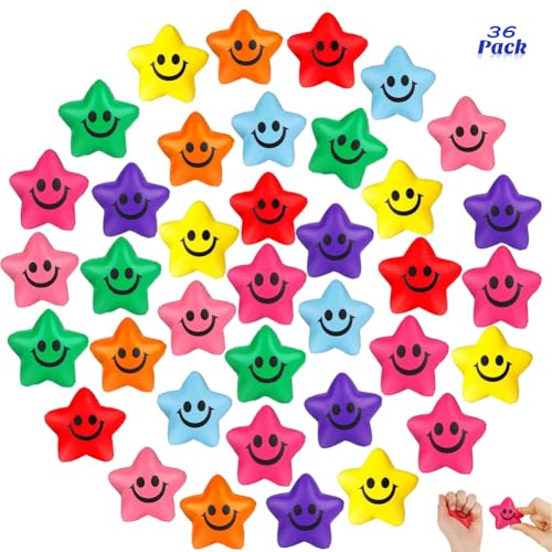 36 Stück Stressball,Stern Antistressball für Kinder Erwachsene Lächeln Gesicht Stress Bälle,5cm Stern Schaum Smile Ball Sternförmige Bälle für Schule Belohnung Student Party Tasche Füllstoffe 36 Stück Stressball,Stern Antistressball für Kinder Erwachsene Lächeln Gesicht Stress Bälle,5cm Stern Schaum Smile Ball Sternförmige Bälle für Schule Belohnung Student Party Tasche Füllstoffe von HETITU