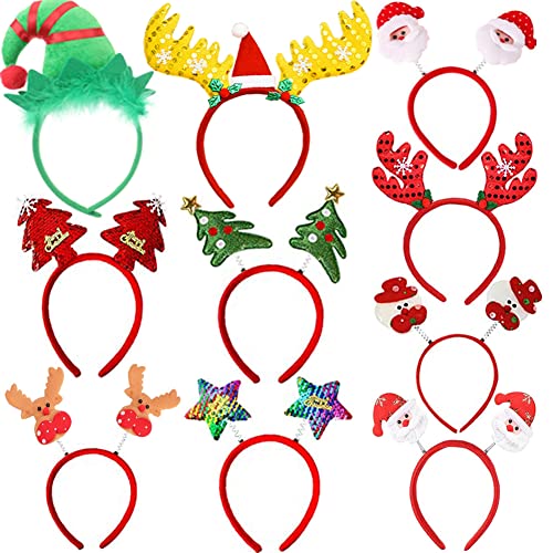 HETITU 10PCS Weihnachts haarreifen Weihnachtsmütze Haarreif Weihnachtsbaum Stirnband Elfenhut Stirnband für erwachsene Kinder Cosplay Weihnachtsfeier Xmas Party Kopfschmuck von HETITU