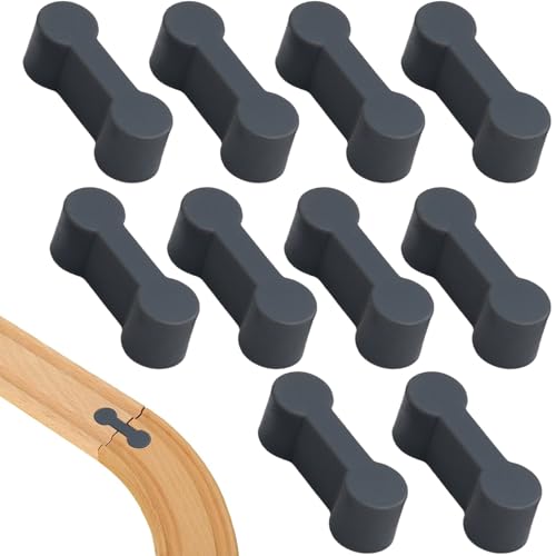 Holzeisenbahn Adapter (10 Pieces) - Compatible Track Connectors for Wooden Railways - Fits Brio, Lillabo, Melissa, Thomas, and More Brands (Schwarz) von HEWJYDE