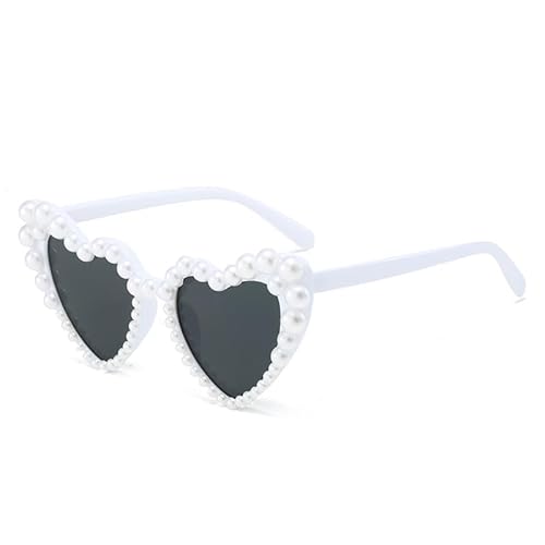 HEWJYDE Stilvolle Weiße Herz-Sonnenbrille für die Braut - Einzigartiges Accessoire für die Hochzeit, Hochzeitsfeier und Fotoshootings, um unvergessliche Erinnerungen zu schaffen von HEWJYDE