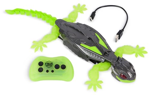 Hex Bots - Wall Crawler Gecko, ferngesteuerter Gecko, der an Wänden und Decken entlang krabbelt, mit leuchtenden LED-Augen, einfach per Fernbedienung zu steuern, realistische Bewegungen, ab 4 Jahren von HEX BOTS