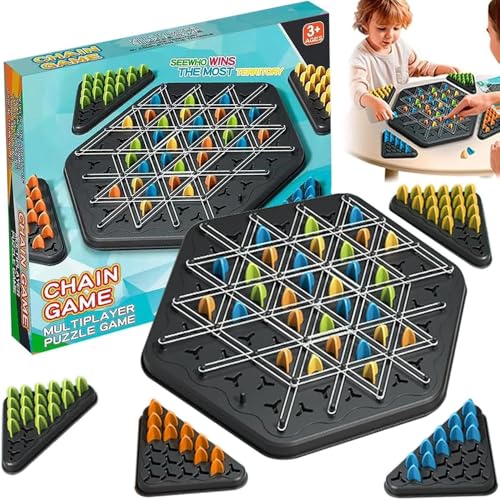 Triggle Spiel Gummibänder, Triggle Board Game, Kettendreieck Schachspiel, Spiel Mit Gummibändern Dreieck, Ketten Dreieck Spiel, Dreiecksschachbrettspiel, Brain Games Triggle. von HEYIDAMAI