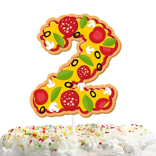 Gold Glitter Pizza 2 Cake Topper Cheer to Fast Food Yummy Pizza Thema Decor Supplies Baby Shower Jungen Mädchen Happy 2nd Birthday Party Dekorationen von HEYUWING