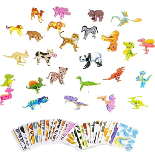 HFDHD 25-teiliges pädagogisches 3D-Cartoon-Puzzle, 3D-Puzzlespiel für Kinder, 3D-Puzzles, Cartoon-Lernspielzeug für Jungen und Mädchen (2 Set, B) von HFDHD