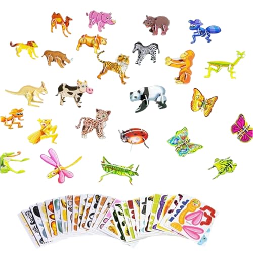 HFDHD 25-teiliges pädagogisches 3D-Cartoon-Puzzle, 3D-Puzzlespiel für Kinder, 3D-Puzzles, Cartoon-Lernspielzeug für Jungen und Mädchen (2 Set, C) von HFDHD