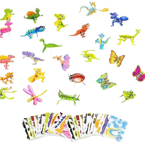 HFDHD 25-teiliges pädagogisches 3D-Cartoon-Puzzle, 3D-Puzzlespiel für Kinder, 3D-Puzzles, Cartoon-Lernspielzeug für Jungen und Mädchen (2 Set, D) von HFDHD