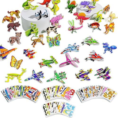 HFDHD 25-teiliges pädagogisches 3D-Cartoon-Puzzle, 3D-Puzzlespiel für Kinder, 3D-Puzzles, Cartoon-Lernspielzeug für Jungen und Mädchen (4 Set) von HFDHD