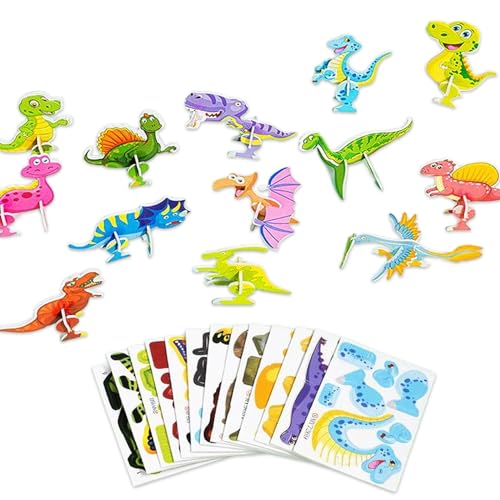 HFDHD 25-teiliges pädagogisches 3D-Cartoon-Puzzle, 3D-Puzzlespiel für Kinder, 3D-Puzzles, Cartoon-Lernspielzeug für Jungen und Mädchen (Dinosaurs) von HFDHD