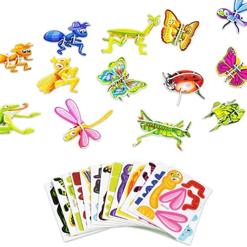 HFDHD 25-teiliges pädagogisches 3D-Cartoon-Puzzle, 3D-Puzzlespiel für Kinder, 3D-Puzzles, Cartoon-Lernspielzeug für Jungen und Mädchen (Insects) von HFDHD