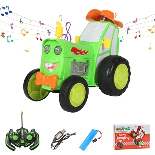 HFDHD Ferngesteuertes Sprung-Traktor-Stuntauto, verrücktes springendes Autospielzeug, kabelloses ferngesteuertes tanzendes Stuntauto, wiederaufladbares ferngesteuertes Auto (Green) von HFDHD