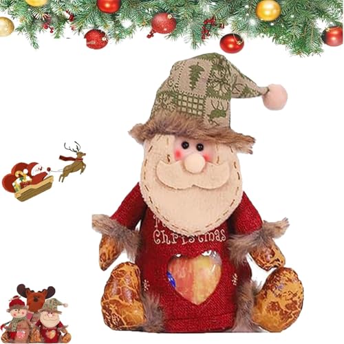 HFDHD Weihnachtsgeschenkbeutel mit Reißverschlussdesign, Weihnachtsmann-Schneemann-Puppen-Aufbewahrungsgeschenkbeutel, Weihnachtsgeschenkbeutel mit Kordelzug (A) von HFDHD