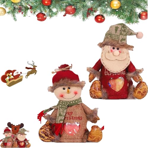 HFDHD Weihnachtsgeschenkbeutel mit Reißverschlussdesign, Weihnachtsmann-Schneemann-Puppen-Aufbewahrungsgeschenkbeutel, Weihnachtsgeschenkbeutel mit Kordelzug (A+B) von HFDHD