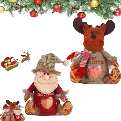 HFDHD Weihnachtsgeschenkbeutel mit Reißverschlussdesign, Weihnachtsmann-Schneemann-Puppen-Aufbewahrungsgeschenkbeutel, Weihnachtsgeschenkbeutel mit Kordelzug (A+C) von HFDHD