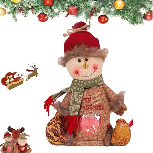 HFDHD Weihnachtsgeschenkbeutel mit Reißverschlussdesign, Weihnachtsmann-Schneemann-Puppen-Aufbewahrungsgeschenkbeutel, Weihnachtsgeschenkbeutel mit Kordelzug (B) von HFDHD