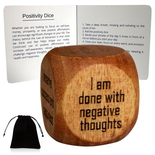 Handgefertigter Holzwürfel mit positiver Affirmation, Motivationswürfel, Würfel mit positiver Affirmation, handgemachtes Geschenk zur positiven Einstellung (1PCS) von HFDHD